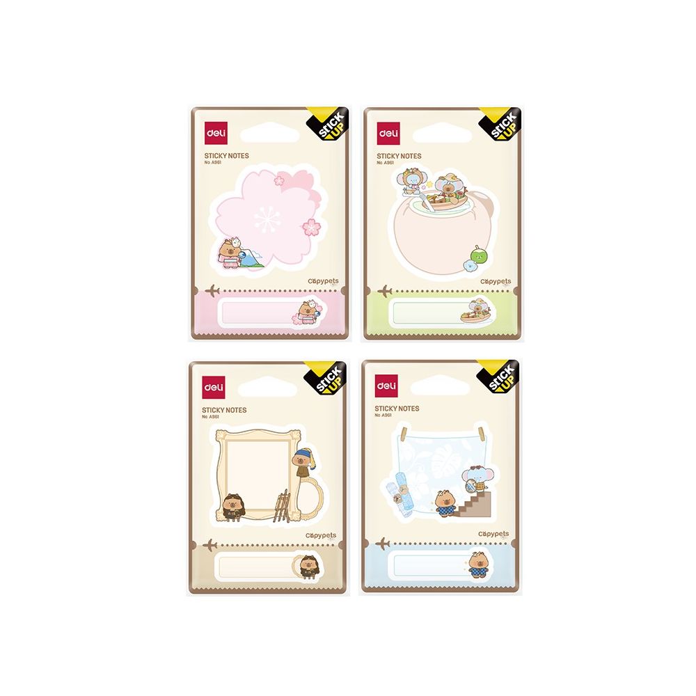 Самозалепващи листчета Deli Stick Up Capypets EA961, 65х65 мм х 30 л., 20х57 мм х 30 л.