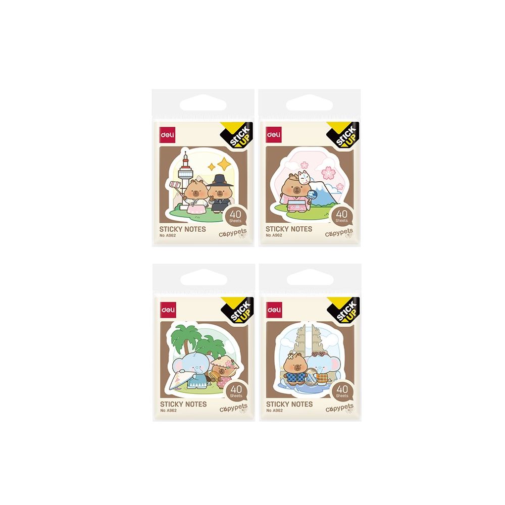 Самозалепващи листчета Deli Stick Up Capypets EA962, 50х50 мм, 40 л.
