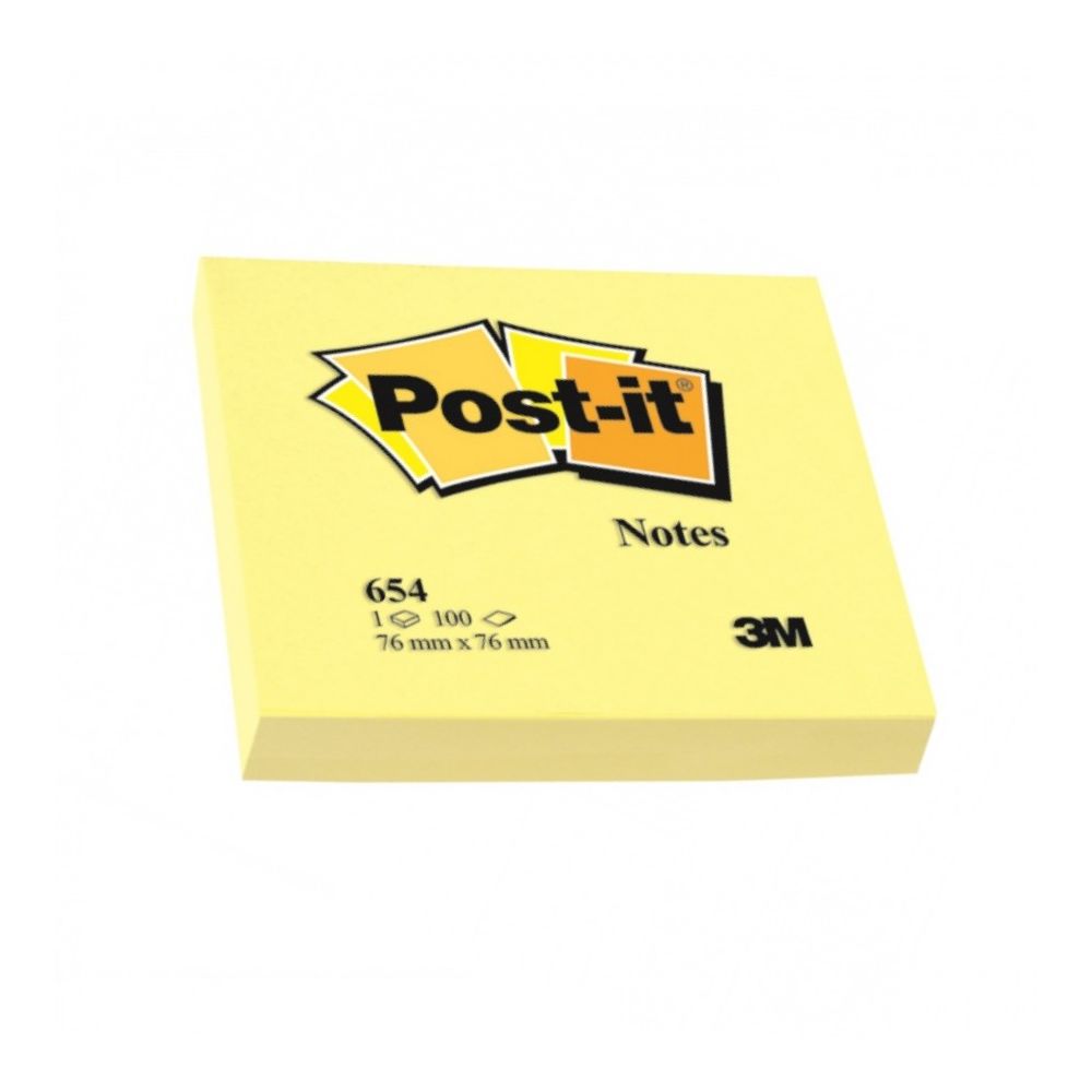 Самозалепващи листчета Post-it Canary Yellow, 76х76 мм, 100 л., пастелено жълти, PEFC хартия