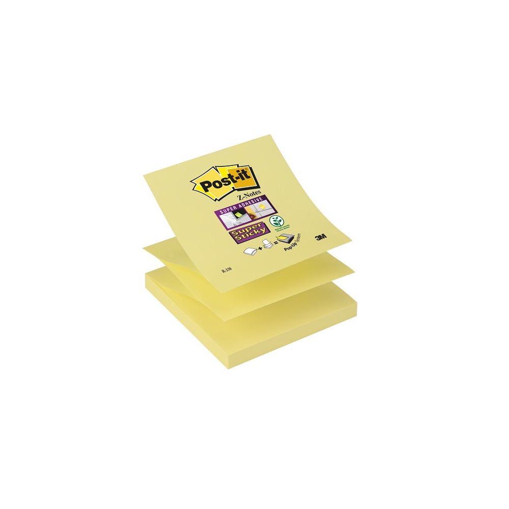 Самозалепващи листчета Post-it Super Sticky Z-notes, 76х76 мм, 90 л., пастелно жълти, PEFC хартия