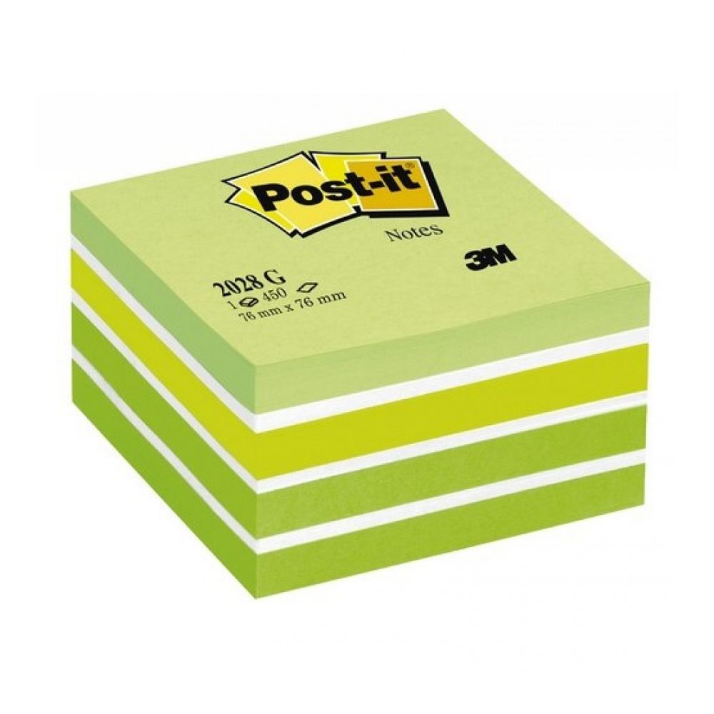Самозалепващо кубче Post-it Green, 76х76 мм, 450 л., микс, зелено, PEFC хартия