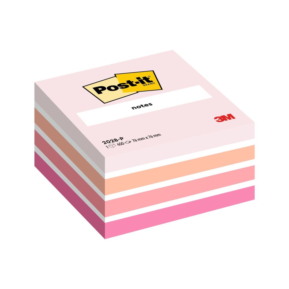 Самозалепващо кубче Post-it Pink, 76х76 мм, 450 л., микс, розово, PEFC хартия Самозалепващо кубче Post-it Pink, 76х76 мм, 450 л., микс, розово, PEFC хартия