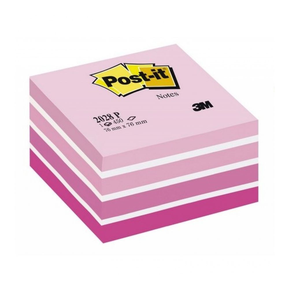 Самозалепващо кубче Post-it Pink, 76х76 мм, 450 л., микс, розово, PEFC хартия