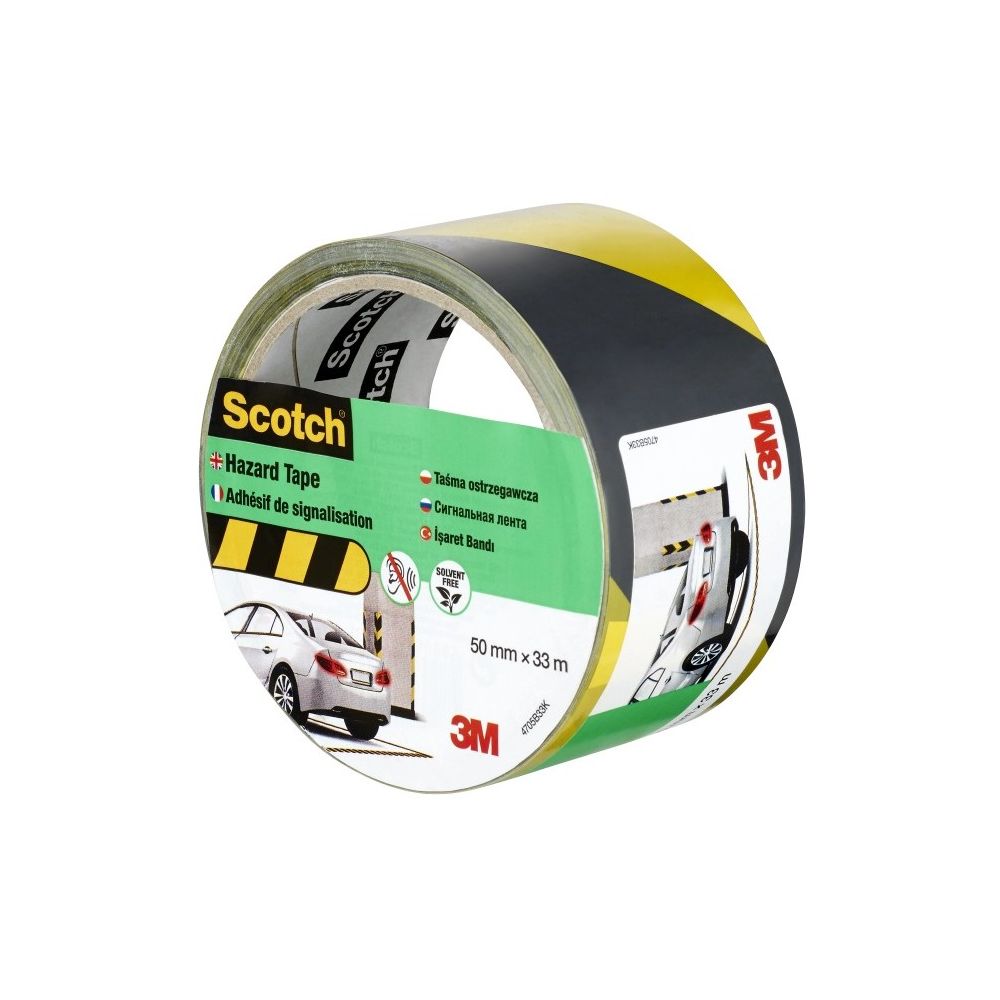 Сигнална лента Scotch® 4705, самозалепваща, 50 мм x 33 м, жълто-черна