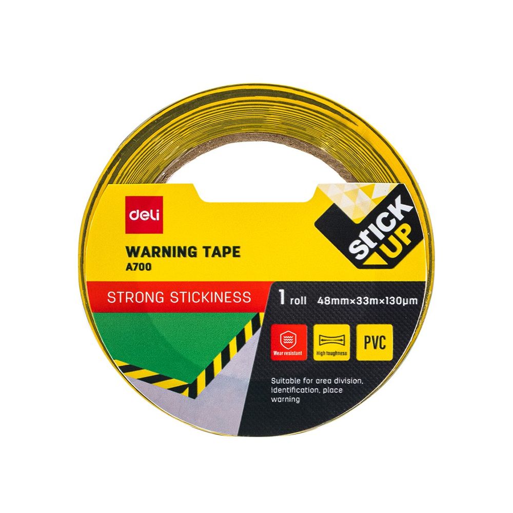 Сигнална маркираща лента Deli Stick Up EA700, 48 мм x 33 м, PVC, 130 mic, жълто-черна