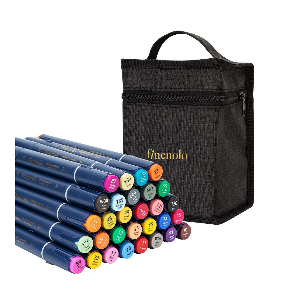 Sketch маркери Deli Finenolo EC184-30, връх четка 1 мм, скосен връх 6 мм, 30 цвята