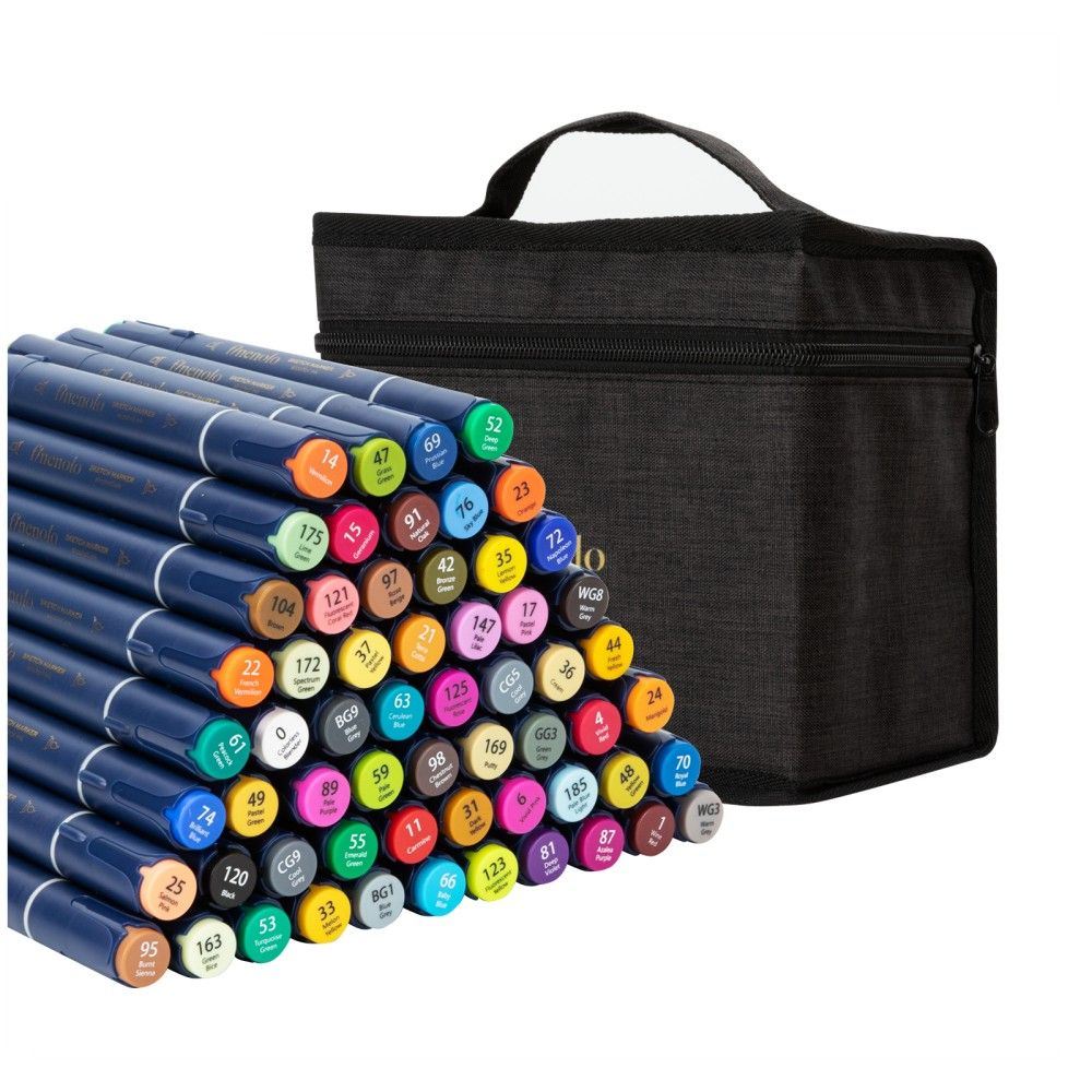 Sketch маркери Deli Finenolo EC184-60, връх четка 1 мм, скосен връх 6 мм, 60 цвята