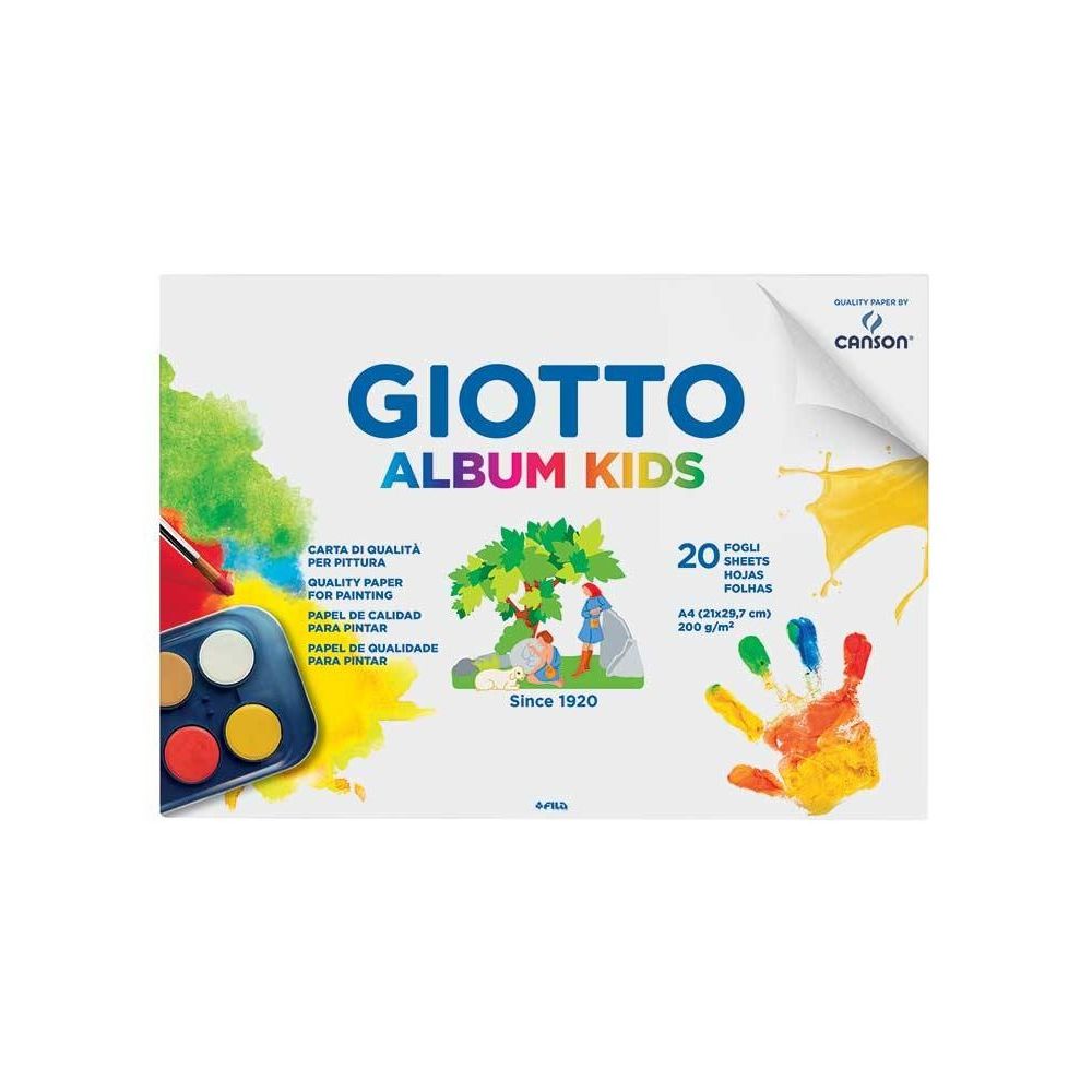 Скицник GIOTTO ALBUM KIDS, за мокри техники, A4, Canson хартия 200 г/кв.м, 20 л.