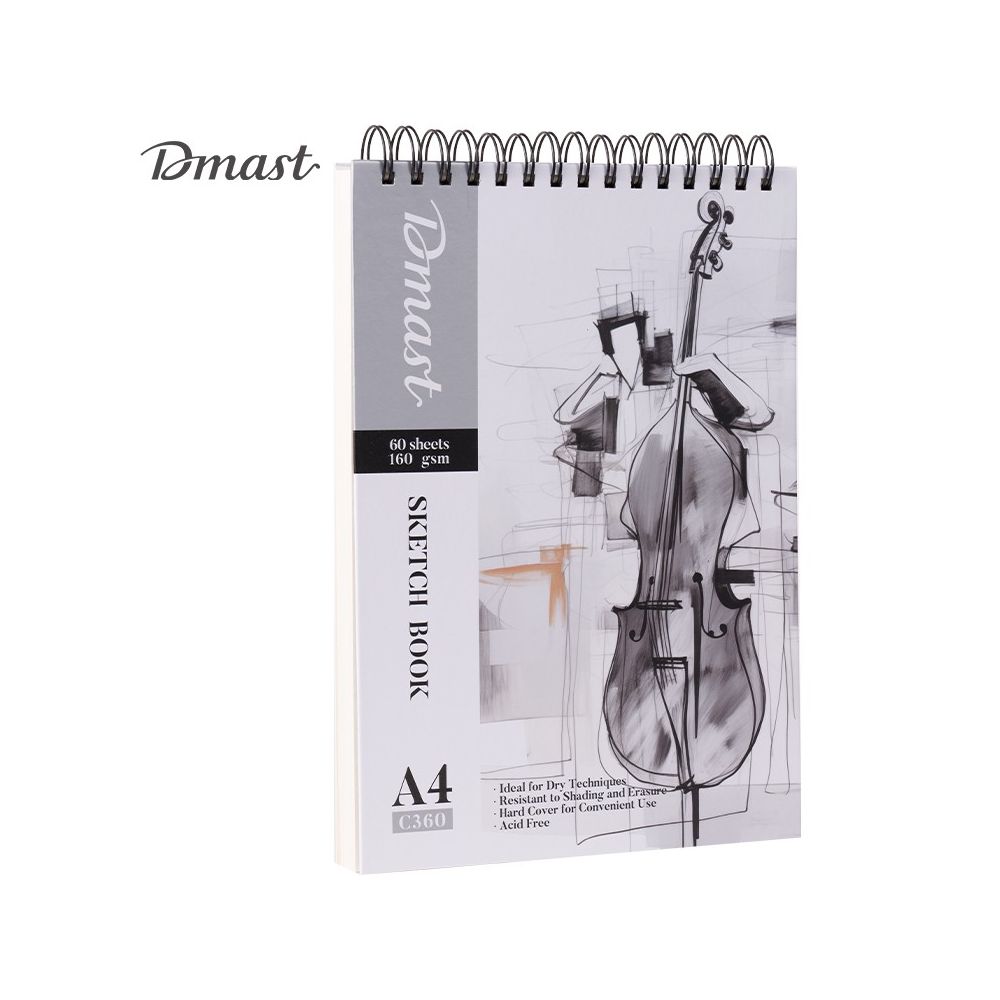 Скицник със спирала Deli Dmast EC360, за сухи техники, A4, 160 г/кв.м, твърди корици, 60 л.