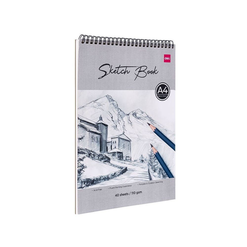 Скицник със спирала Deli EC401, A4, 110 гр/кв.м, 40 л.