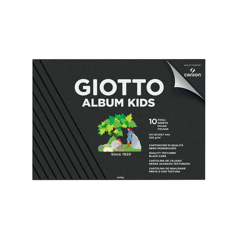 Скицник за смесени техники GIOTTO ALBUM KIDS, А4, черна Canson хартия 220 г/кв.м, 10 л.