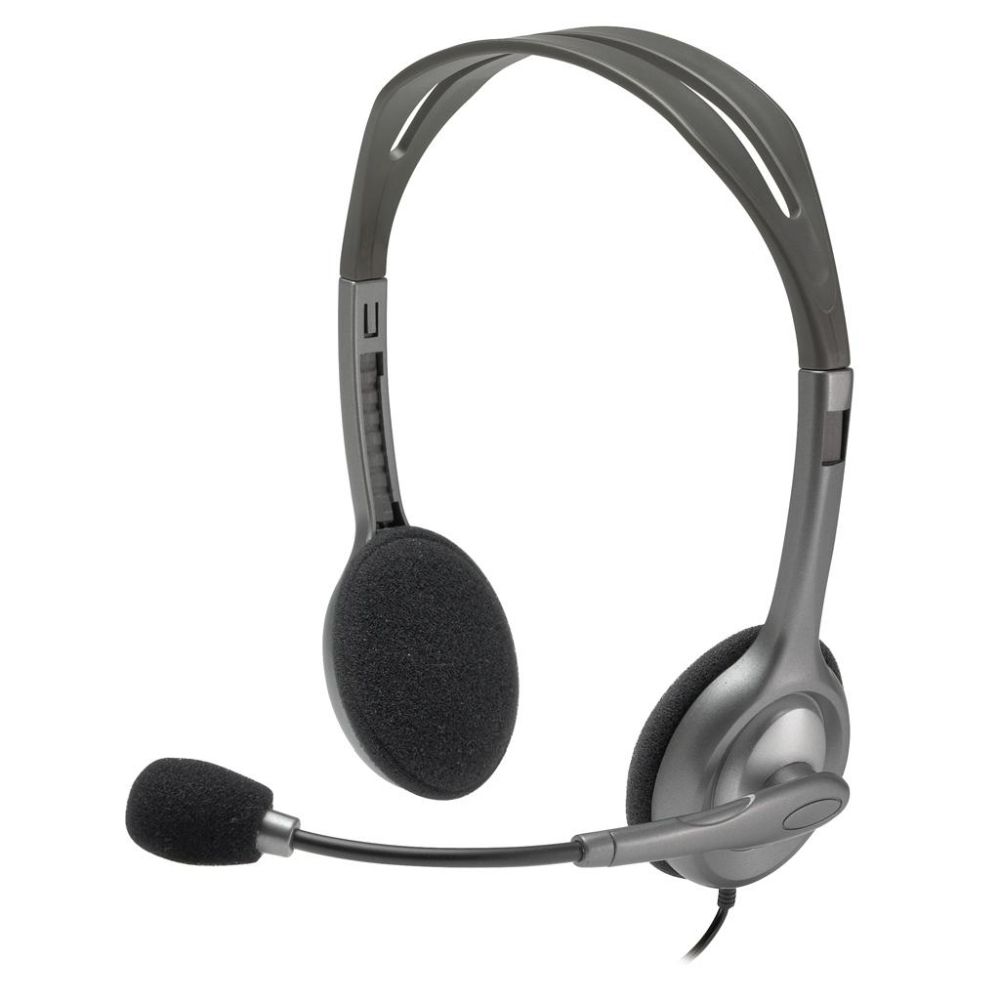 Слушалки с микрофон Logitech H111, Stereo, 3.5 мм жак (м), кабел 1.8 м, сребристи