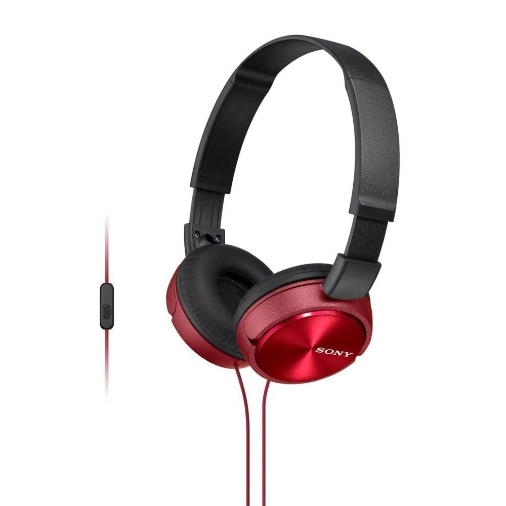 Слушалки Sony MDR-ZX310AP с вграден микрофон, 3.5 мм жак (м), кабел 1.2 м, червени