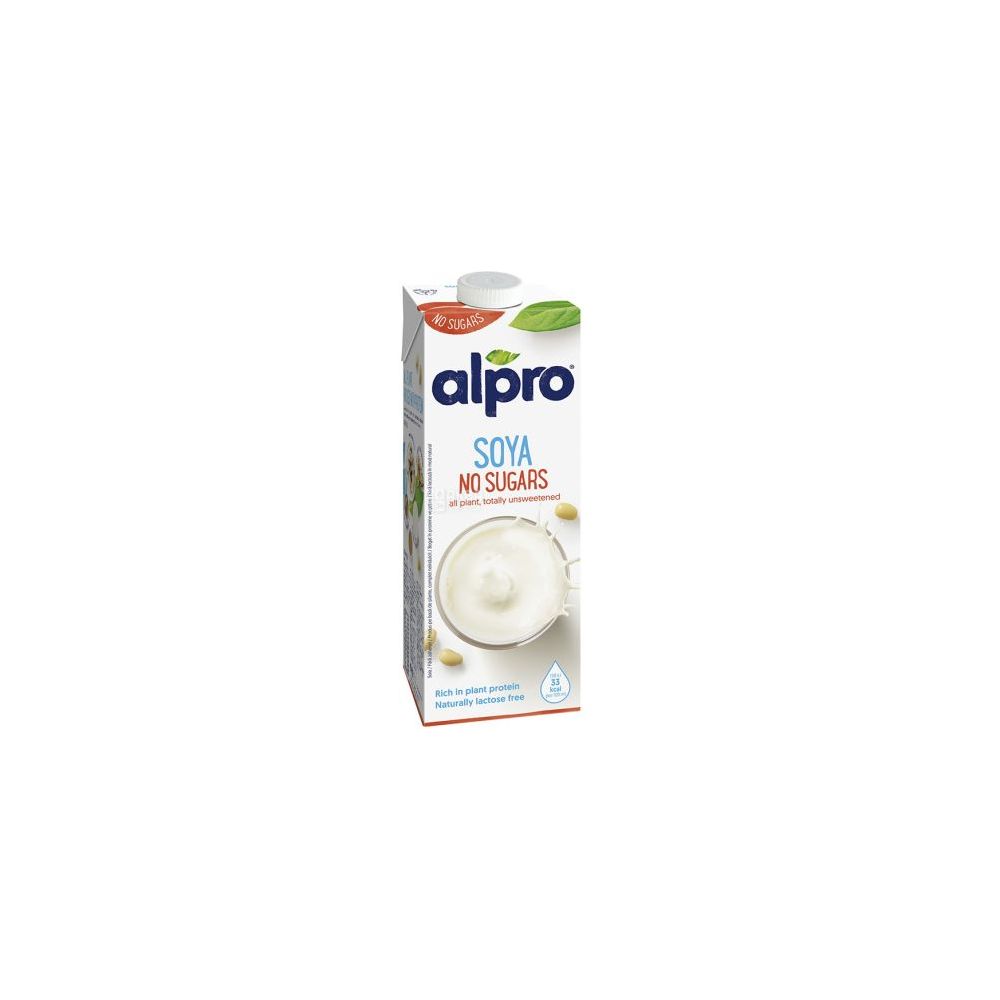 Соева напитка Alpro Soya NO SUGARS, без лактоза, 100% растителна основа, UHT, 1 л