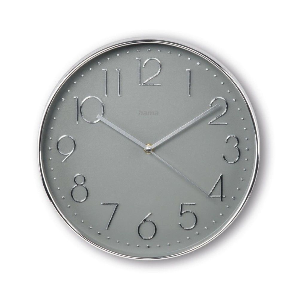 Стенен часовник Hama Elegance, аналогов, безшумен, D300х45 мм, сребрист