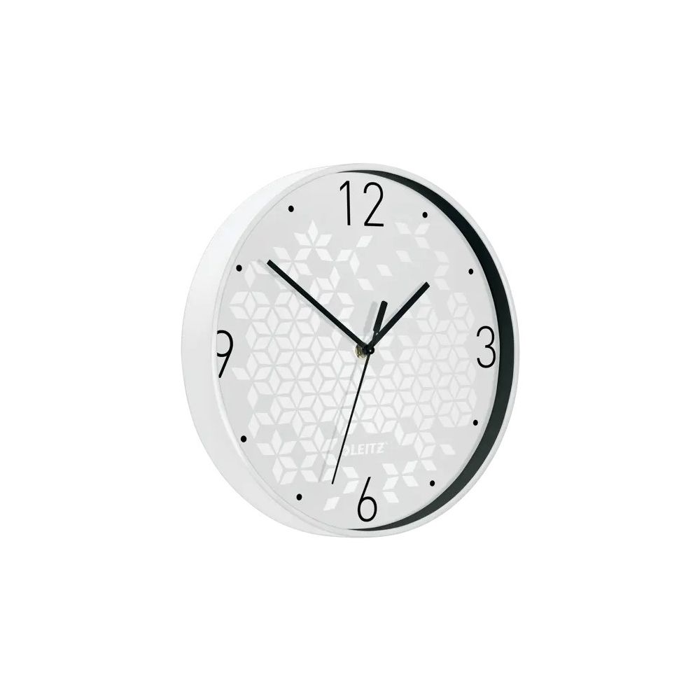 Стенен часовник Leitz WOW, аналогов, безшумен, D290х43мм, бял