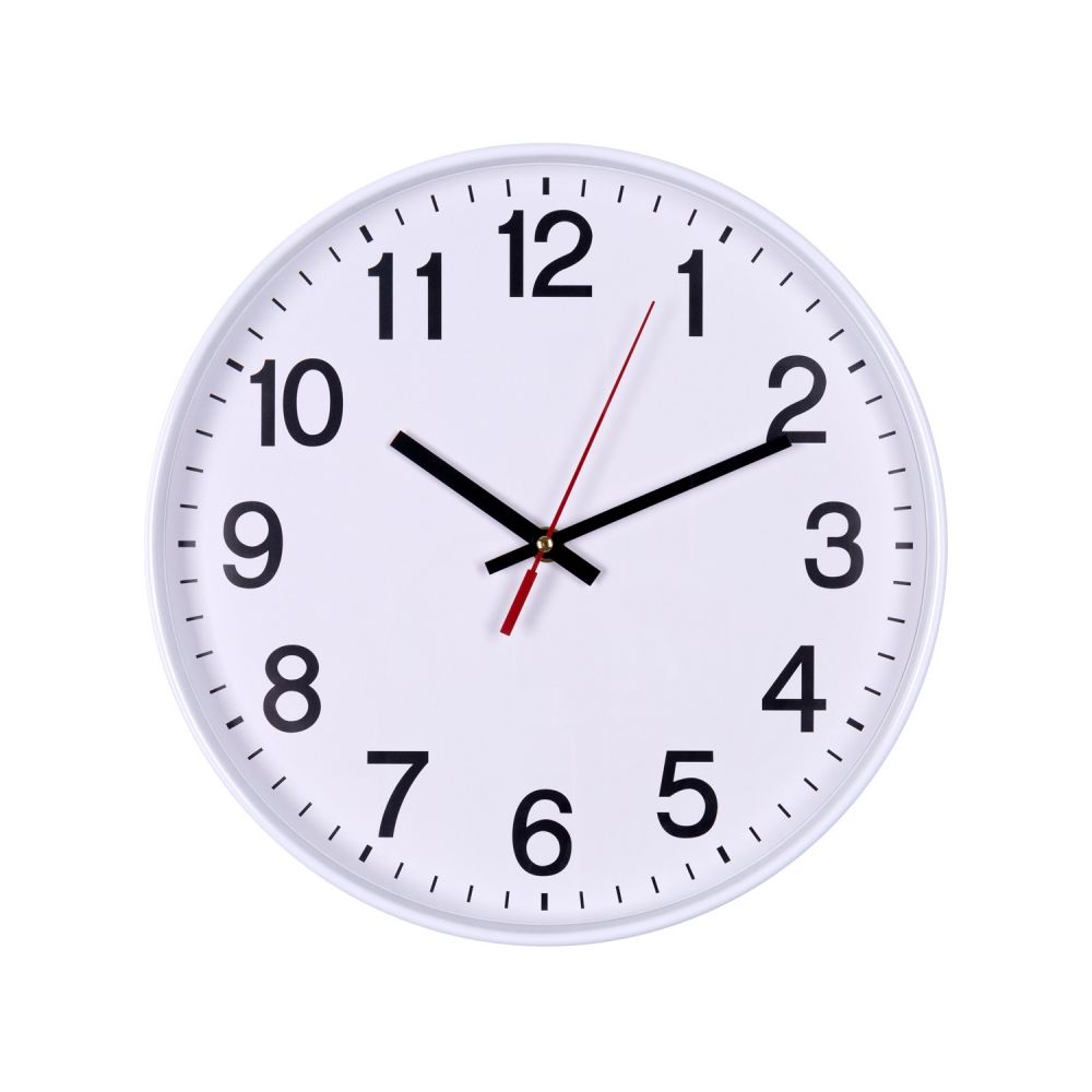 Стенен часовник OFFICE PRODUCTS, аналогов, D340х40 мм, бял