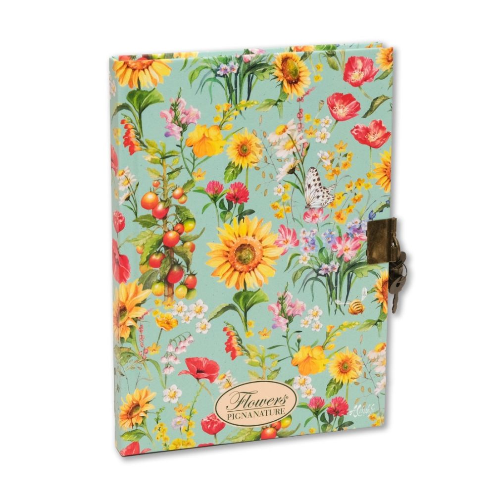 Таен дневник с катинар PIGNA Nature flowers , два дизайна, 192 л.,130х210 мм