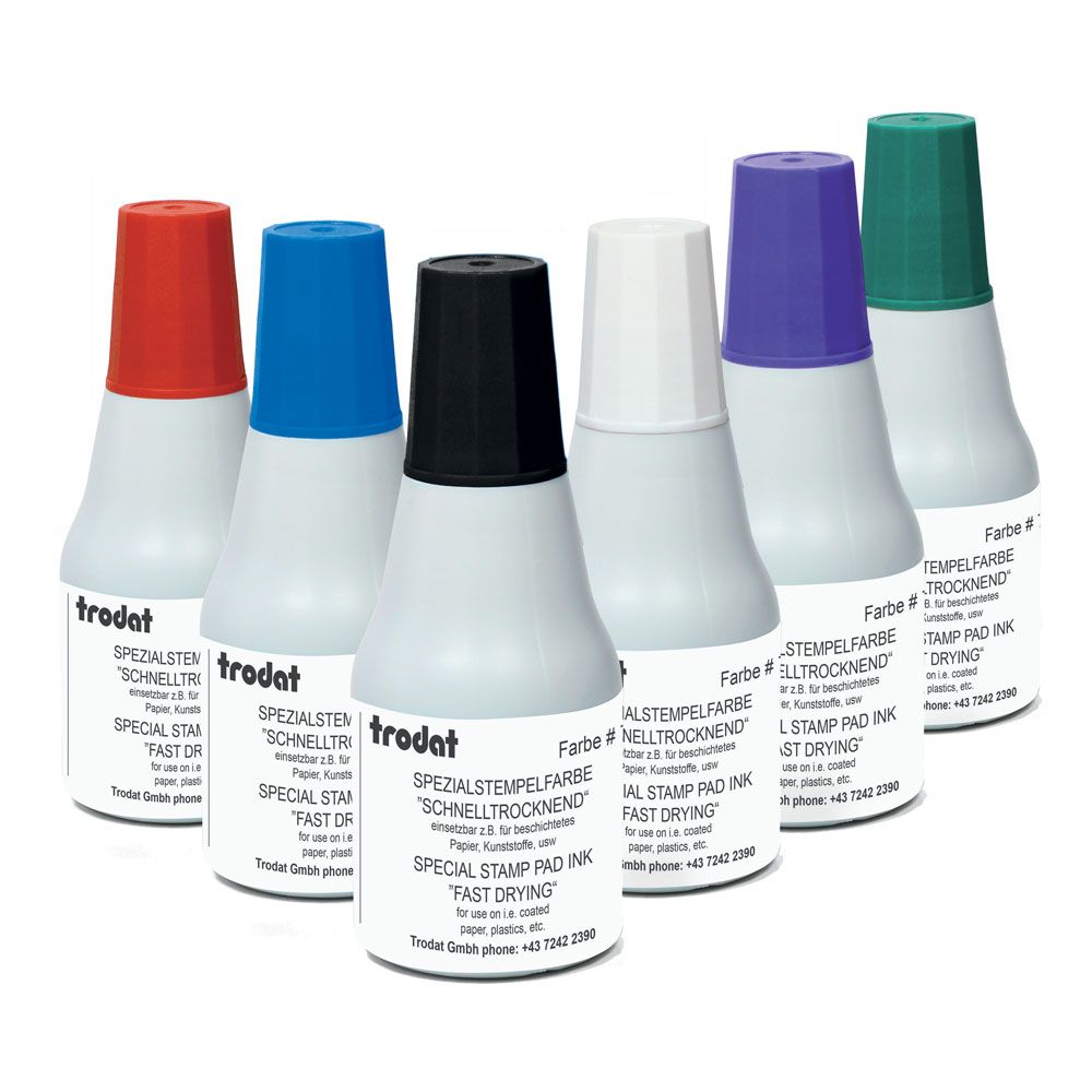 Тампонно мастило Trodat 7021W, 25 мл, бързосъхнещо, бял цвят