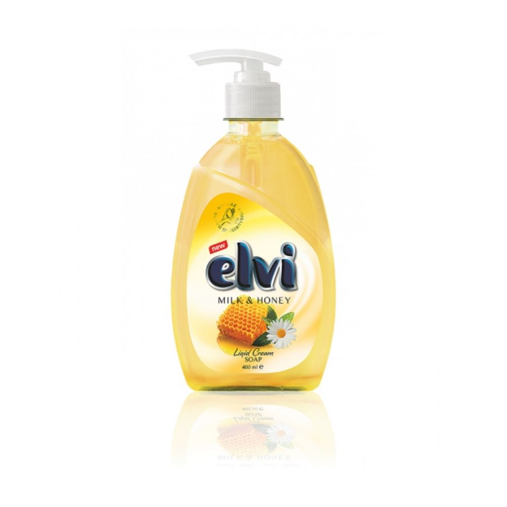 Течен сапун Elvi milk&honey, с помпа, 400 мл