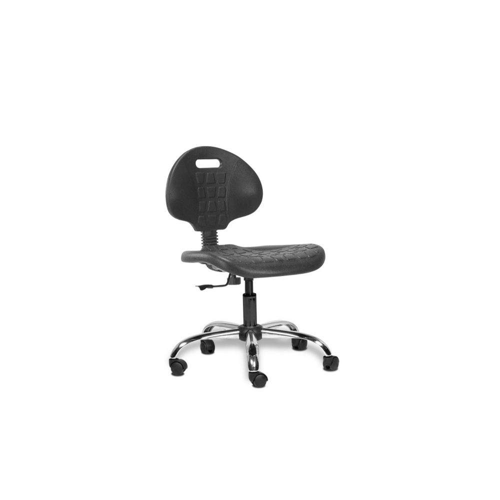 Технически специализиран стол Negro Chrome, метална база хром, полиуретан, черен