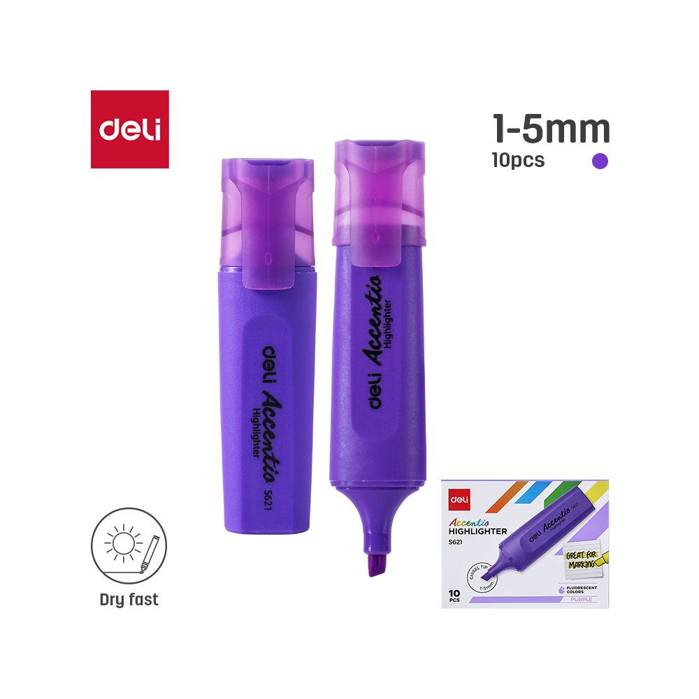 Текстмаркер Deli Accentio ES621, скосен връх 1-5 мм, лилав неон