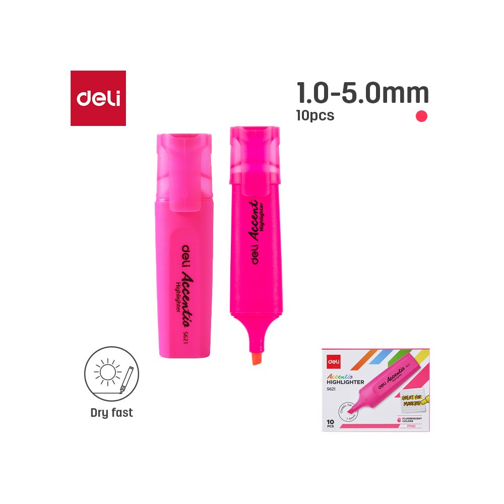 Текстмаркер Deli Accentio ES621, скосен връх 1-5 мм, розов неон