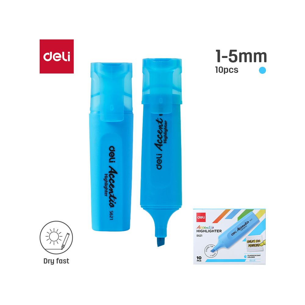 Текстмаркер Deli Accentio ES621, скосен връх 1-5 мм, син неон