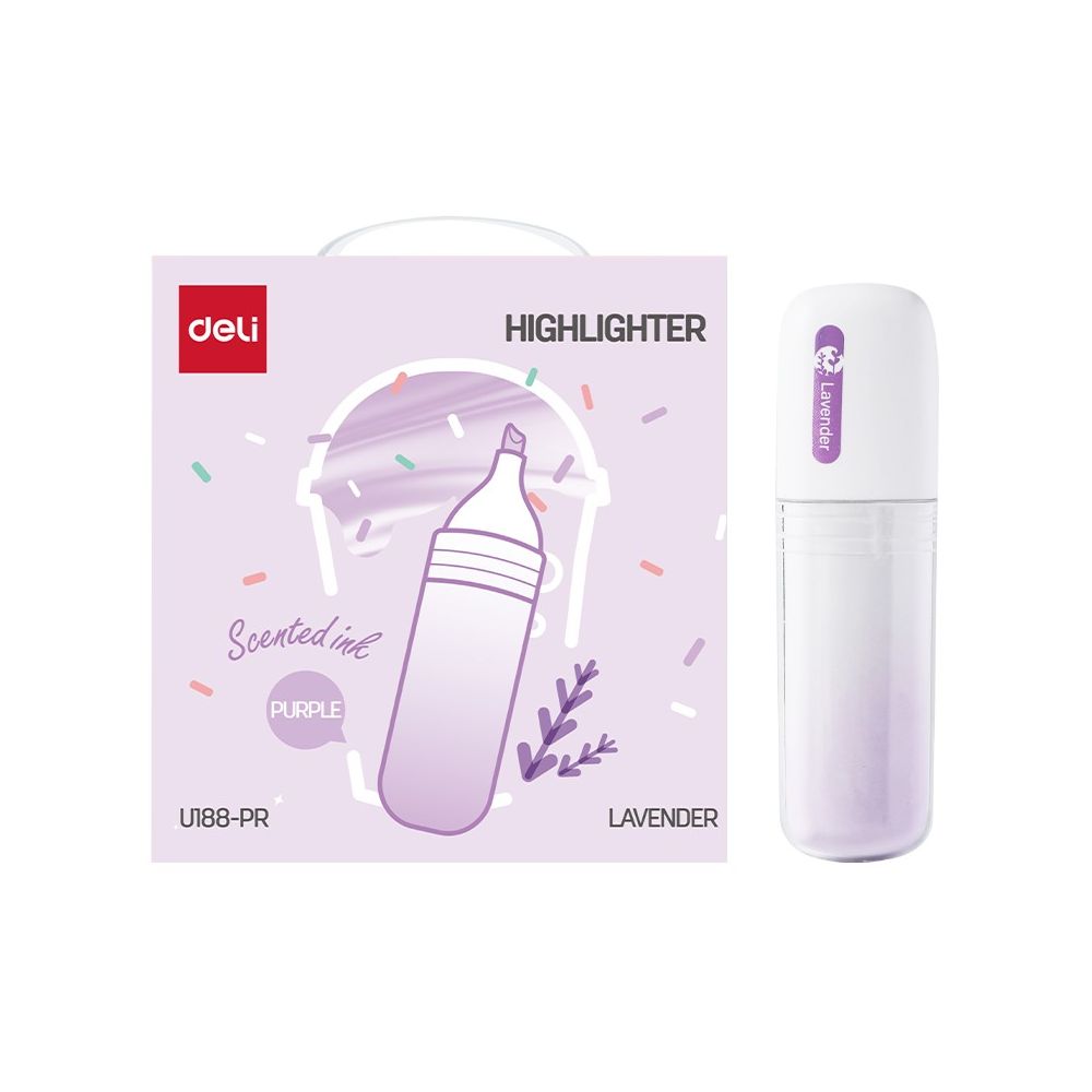 Текстмаркер с аромат на лавандула Deli EU188-PR, скосен връх 1-5 мм, лилав пастел
