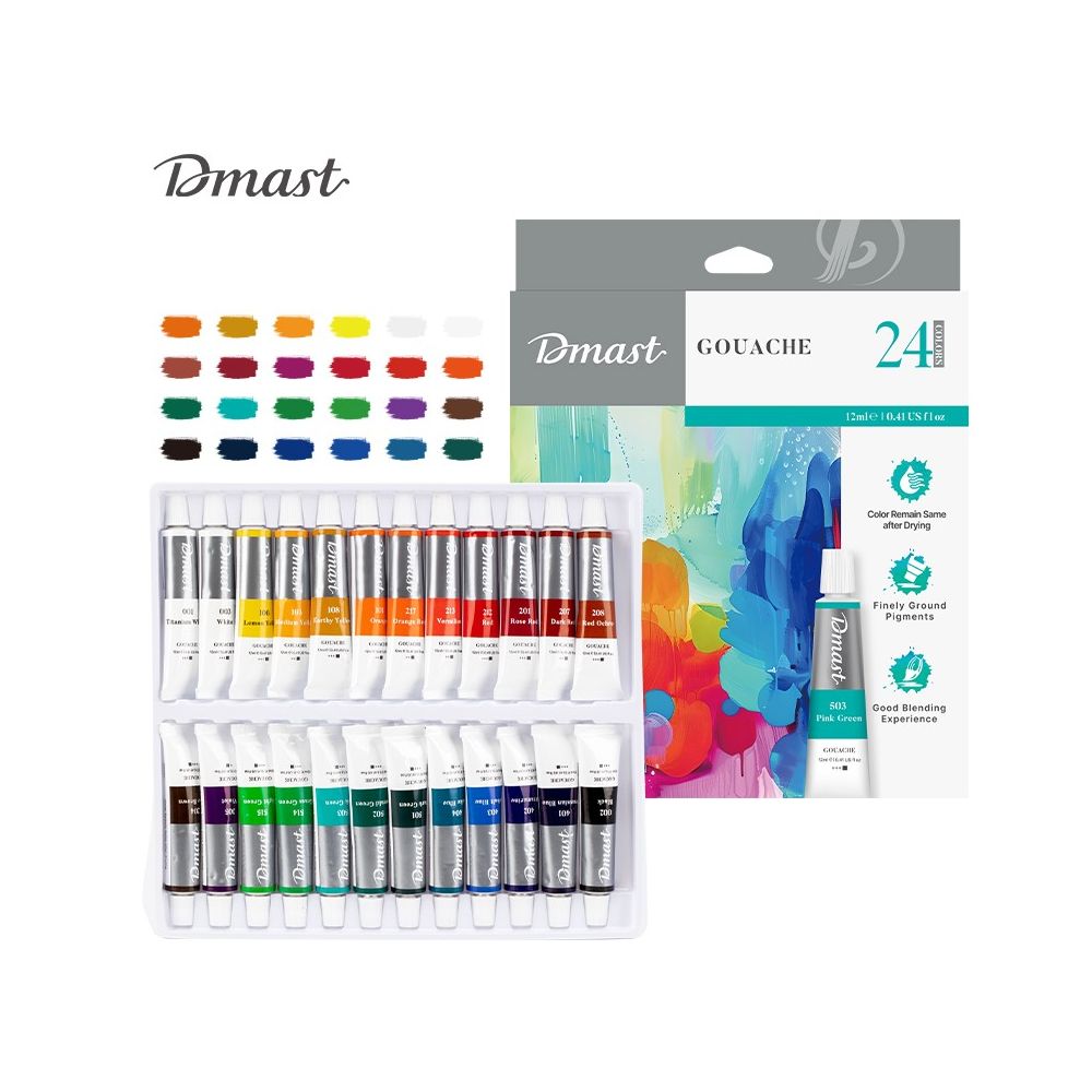 Темперни бои Deli Dmast EC320-24, в тубички 12 мл, 24 цвята