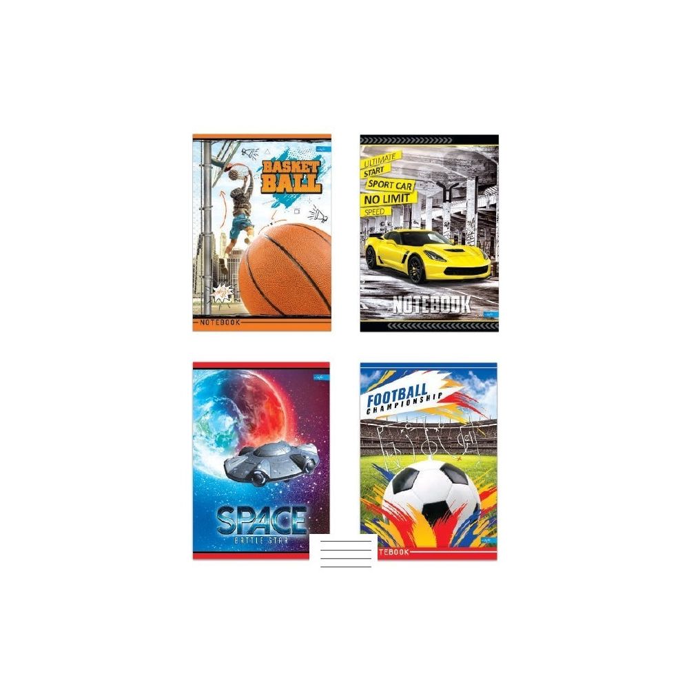 Тетрадка LASTVA Basic Boys, A4, 52 л., линиран офсет 60 г, корица 200 г, мат ламинат