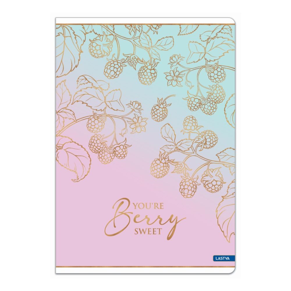 Тетрадка LASTVA Berry, A4, 52 л., линиран офсет 80 г, корица 300 г, мат ламинат, златен ефект