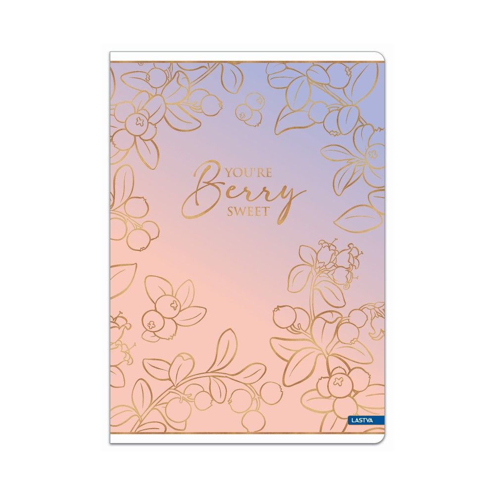 Тетрадка LASTVA Berry, A5, 52 л., линиран офсет 80 г, корица 300 г, мат ламинат, релефно фолио Тетрадка LASTVA Berry, A5, 52 л., линиран офсет 80 г, корица 300 г, мат ламинат, релефно фолио