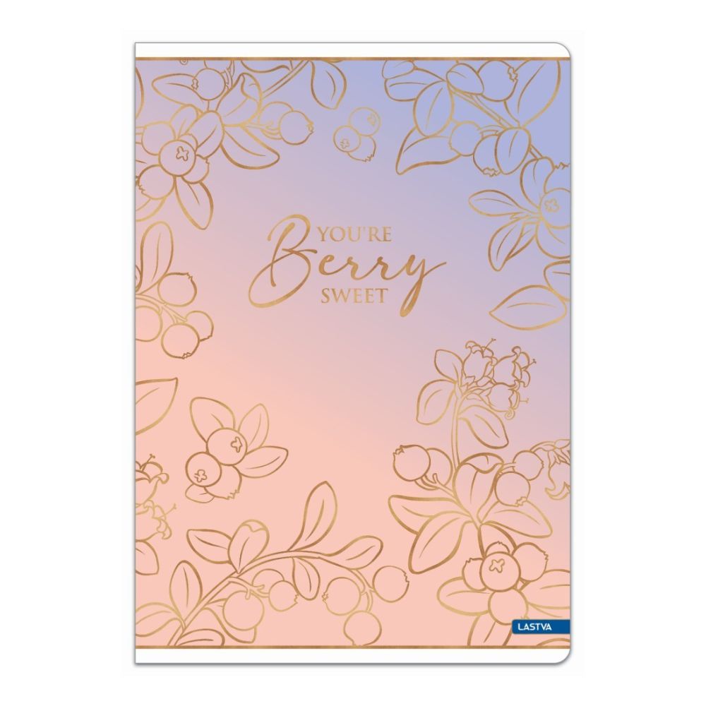 Тетрадка LASTVA Berry, A5, 52 л., линиран офсет 80 г, корица 300 г, мат ламинат, златен ефект