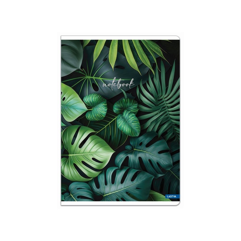 Тетрадка LASTVA BOTANICAL, A4, 52 л., линиран офсет 80 г, корица 300 г, мат ламинат, среб. фолио