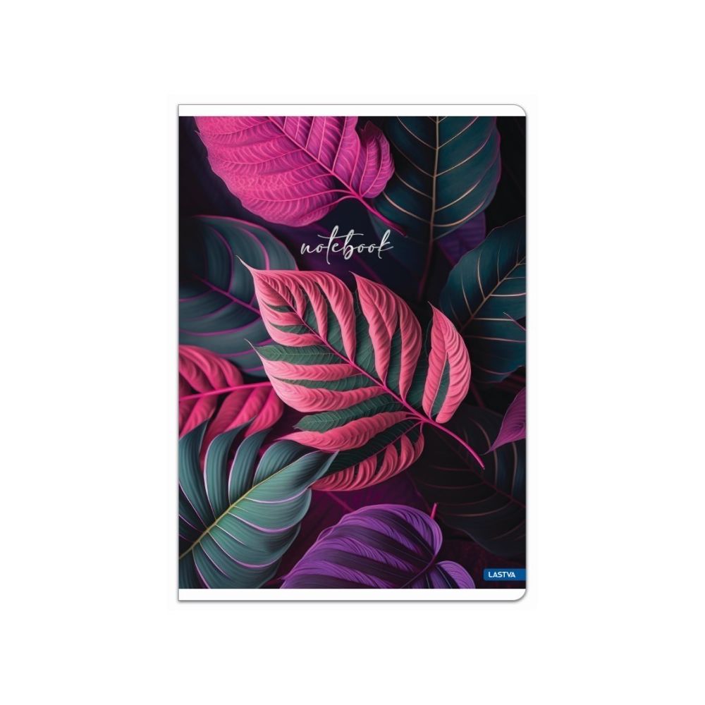 Тетрадка LASTVA BOTANICAL, A5, 52 л., м.квадр. офест 80 г, корица 300 г, мат ламинат, среб. фолио