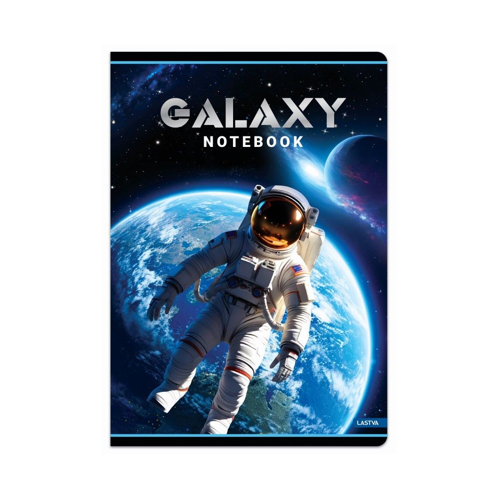 Тетрадка LASTVA Galaxy, A5, 52 л., линиран офсет 80 г, корица 300 г, мат ламинат, релефно фолио Тетрадка LASTVA Galaxy, A5, 52 л., линиран офсет 80 г, корица 300 г, мат ламинат, релефно фолио