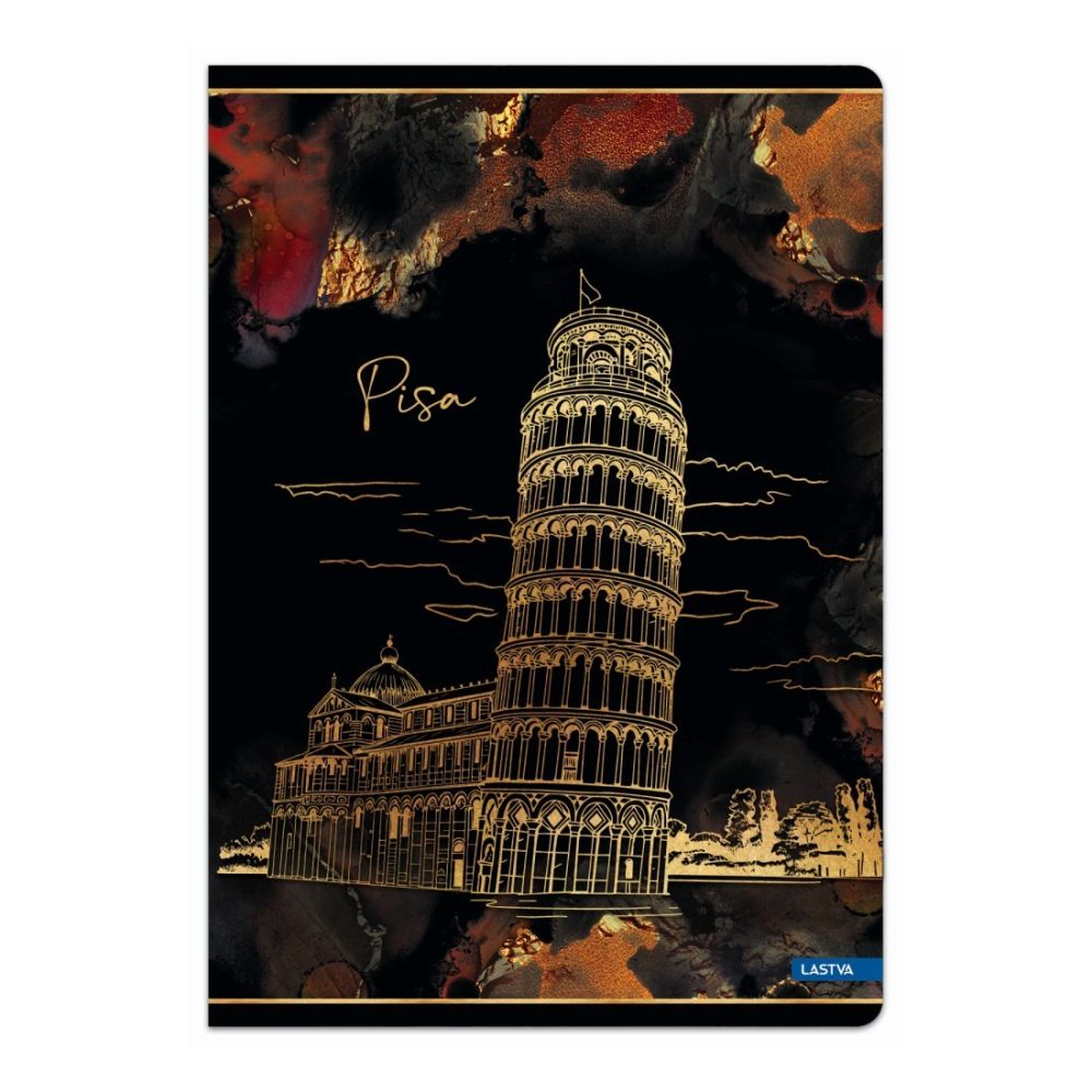 Тетрадка LASTVA Gold City, A5, 52 л., линиран офсет 80 г, корица 300 г, мат ламинат, златен ефект