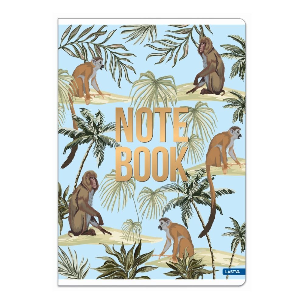 Тетрадка LASTVA Jungle, A5, 52 л., линиран офсет 80 г, корица 300 г, мат ламинат, златен ефект