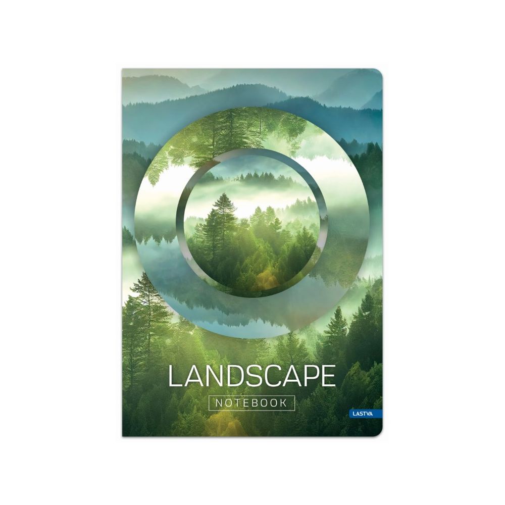 Тетрадка LASTVA LANDSCAPE, A4, 96 л., линиран офсет 70 г, твърда корица мат ламинат, UV лак