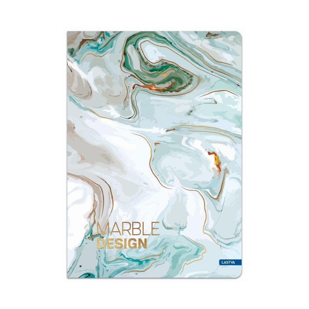 Тетрадка LASTVA Marble, A5, 96 л., линиран офсет 70 г, твърда корица мат ламинат с релефно фолио