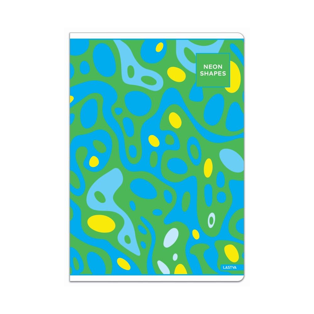 Тетрадка LASTVA Neon Shapes, A5, 52 л., линиран офсет 80 г, корица 300 г, мат ламинат, UV лак
