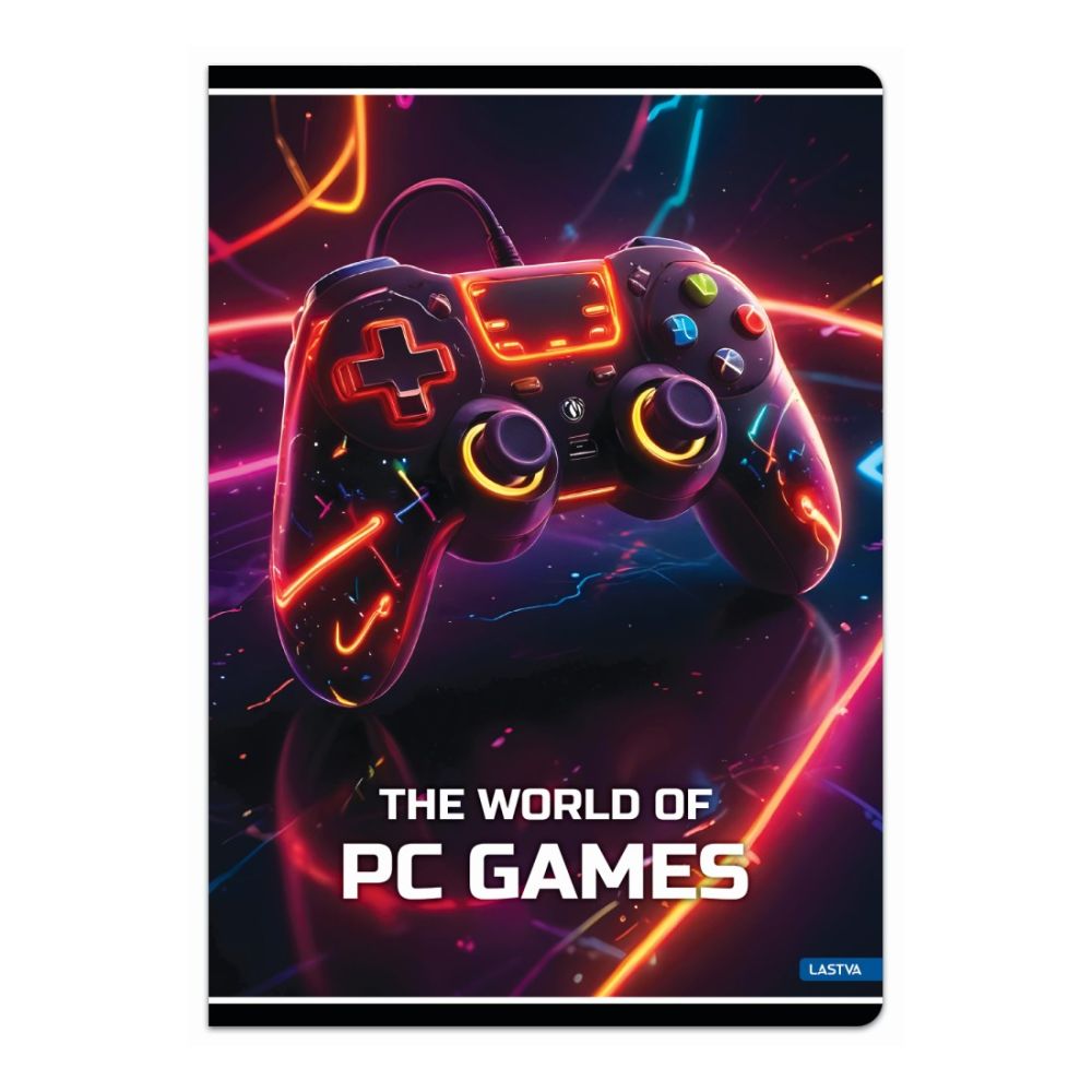 Тетрадка LASTVA PC Games, A4, 52 л., линиран офсет 80 г, корица 300 г, мат ламинат, UV лак