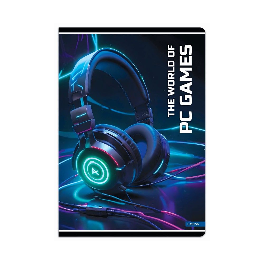 Тетрадка LASTVA PC Games, A5, 52 л., линиран офсет 80 г, корица 300 г, мат ламинат, UV лак