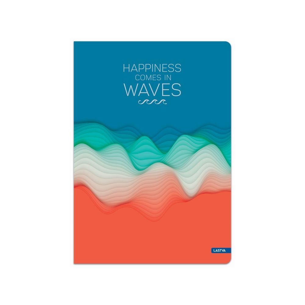 Тетрадка LASTVA WAVES, A5, 96 л., линиран офсет 70 г офсет, твърда корица мат ламинат, златно фолио