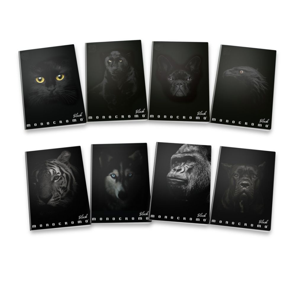 Тетрадка PIGNA Monocromo Black, А4, 40 л., линиран офсет 100 г, корица 240 г, мат ламинат, UV лак