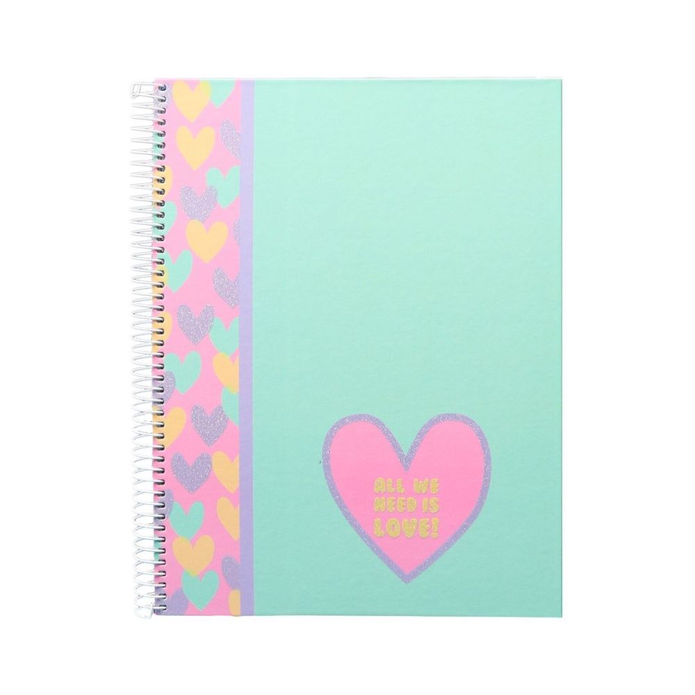Тетрадка със спирала ANCOR Hearts, A5, 80 л., м.квадр. офест 90 г, корица картон с UV лак