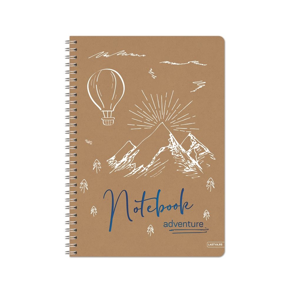 Тетрадка със спирала LASTVA Adventure, A4, 60 л, линиран офсет 80 г, корица 300 г, еко крафт