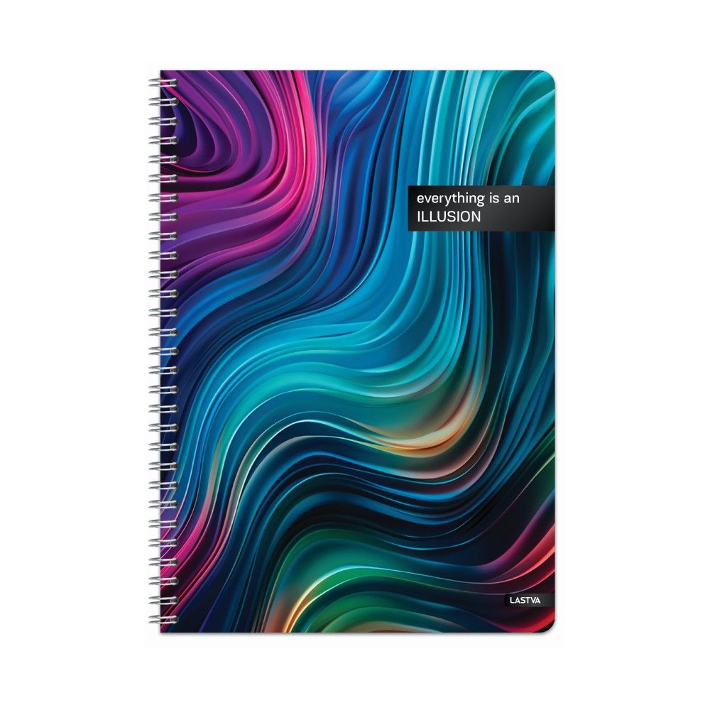 Тетрадка със спирала LASTVA Illusion, A5, 100 л., линиран офсет 70 г, корица 300г, мат ламинат+UVлак