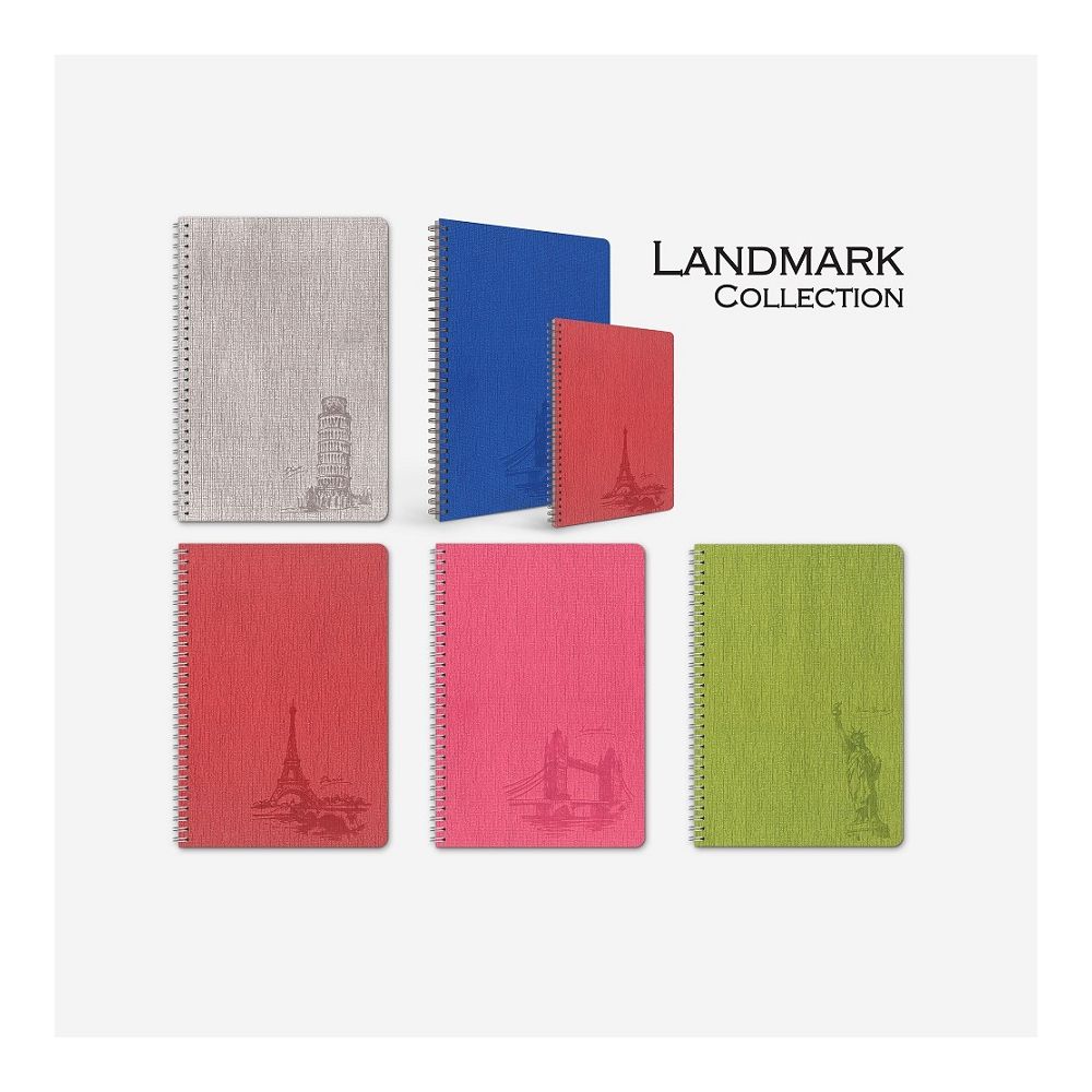Тетрадка със спирала LASTVA Landmark, A4, 80 л., линиран офсет 70 г, твърда корица с топъл печат